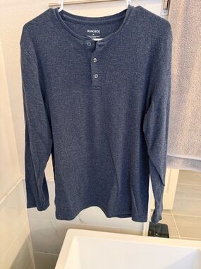 Bonobos Men's Heathered Navy Henley Long-Sleeve Shirt